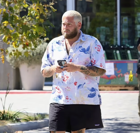 Jonah Hill embraces summer style as he teams a Hawaiian shirt with shorts while out and about in Malibu